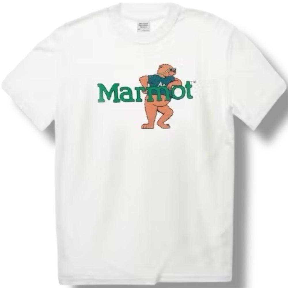 NWT Marmot Men's Leaning Marty Short-Sleeve T-Shirt Size Small S in White/Clover